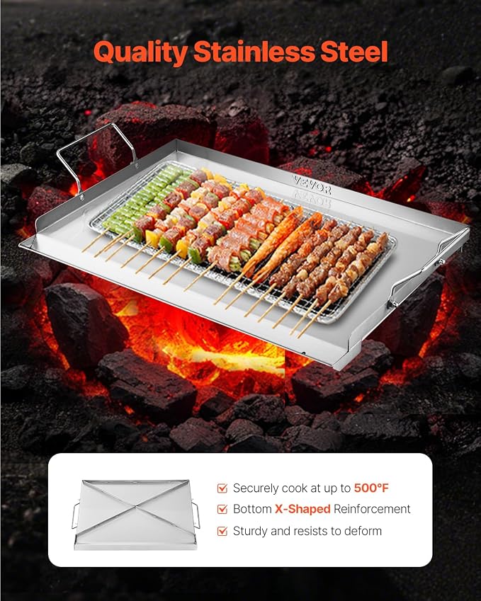VEVOR Stainless Steel Griddle, 23x16 inch Universal Flat Top Rectangular Plate - Image 2