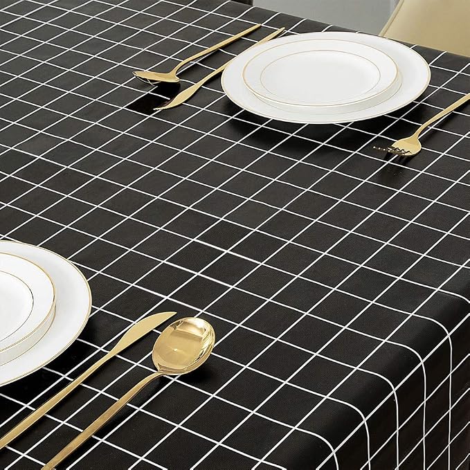 Romanstile Rectangle Vinyl Tablecloth, 100% Waterproof Oil-Proof Checkered - Image 5