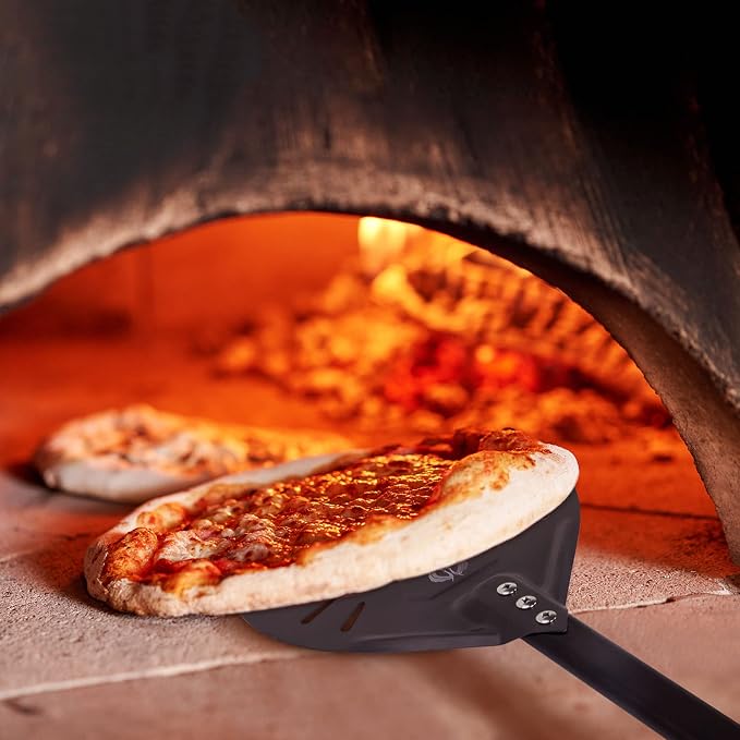 Pizza Turning Peel 9 Inch Perforated Pizza Peel and Pizza Brush Ash Rake 4 - Image 4