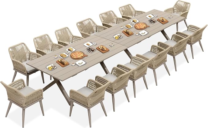 PURPLE LEAF 16 Pieces Outdoor Patio Dining Set All-Weather PE Rattan Furniture by PURPLELEAF