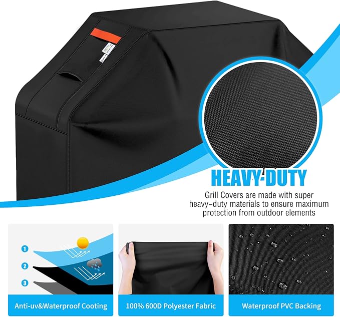 Grill Cover 600D Heavy Duty, Universal Fit Waterproof BBQ Grill Protector - Image 4