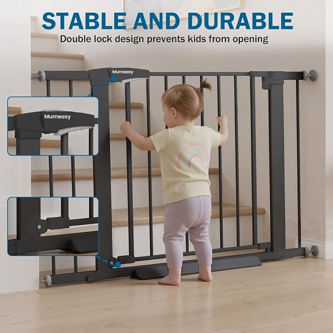 Baby Gate for Stairs, 29.7-40.6" Pressure Mounted Dog Gate, Auto Close Safety - Image 4