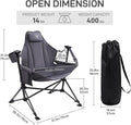 Camping Rocking Chair, Padded Oversized, 400 lb Capacity, Grey