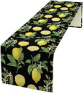 Watercolor Lemon Table Runner, Spring Summer Seasonal Green Leaves Flowers by Unknown