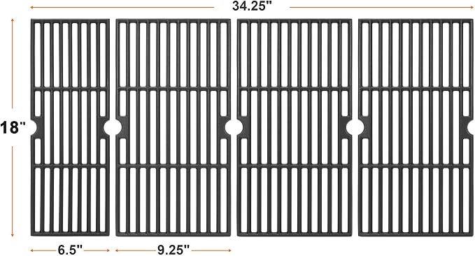 DELSbbq Cast Iron Grill Grates for Charbroil Performance 6 Burner Grills - Image 2