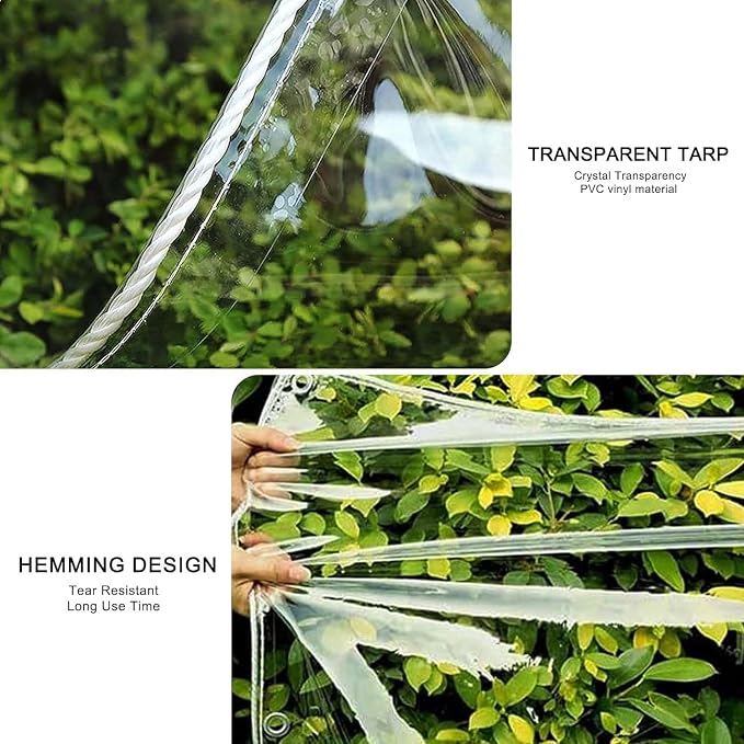 Clear Tarp, 8x10ft Clear Tarps Heavy Duty Water Resistant - Image 5