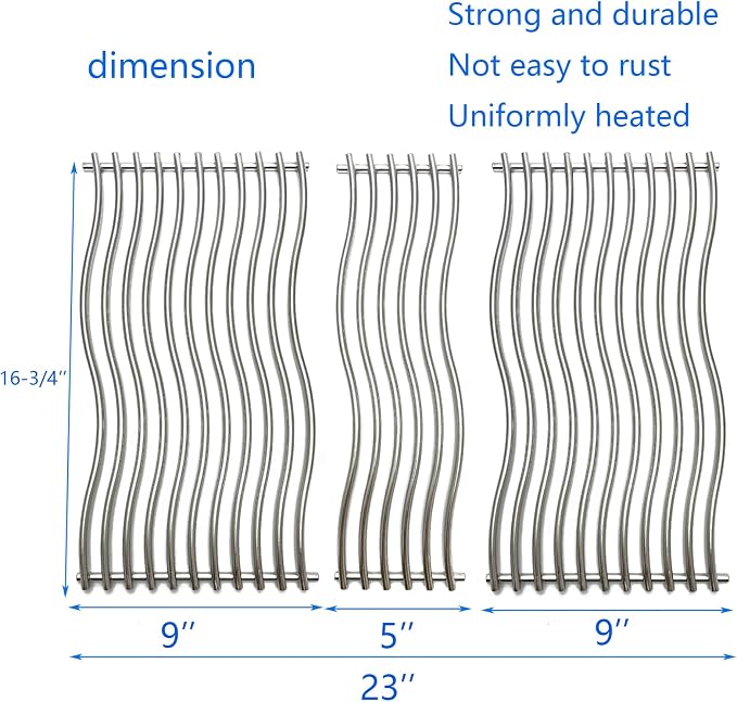 16-3/4" Stainless Steel Waved Cooking Grates Replacement - Image 2