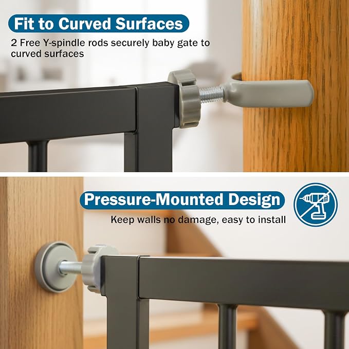 Baby Gate for Stairs, 29.7-40.6" Pressure Mounted Dog Gate, Auto Close Safety - Image 8