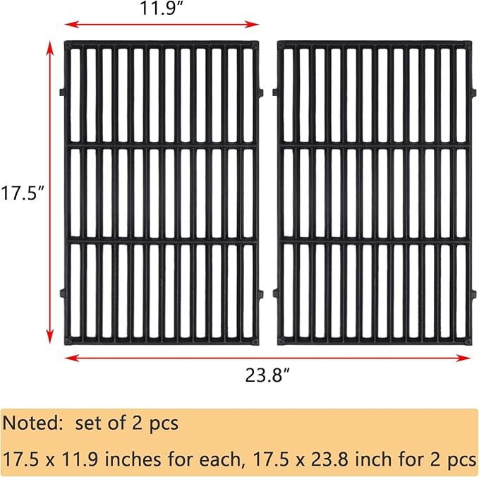 GasSaf 7638 Grill Grates for Weber Spirit 300 310 315 320 330, 17.5x12 Cast - Image 2