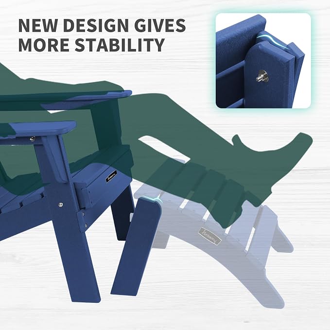 FUNBERRY Folding Adirondack Ottoman Set of 2, HDPE All Weather Outdoor Foot Rest - Image 3