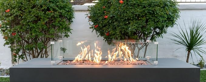 AMS Fireplace | Rectangular Fire Pit Glass Wind Guard - Image 9
