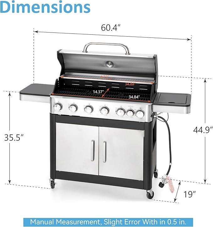 6 Burner Propane Gas BBQ Grill - Image 5
