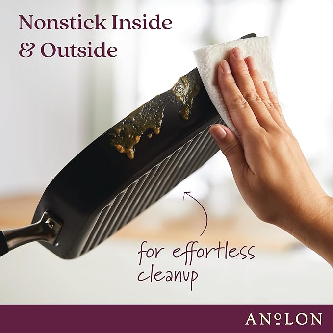 Griddle Pan, 11-Inch Hard-Anodized Nonstick Deep Square, Onyx