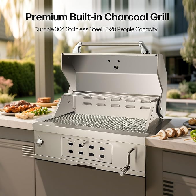 Large Built-In Charcoal BBQ Grill, Charcoal Grills - Image 2