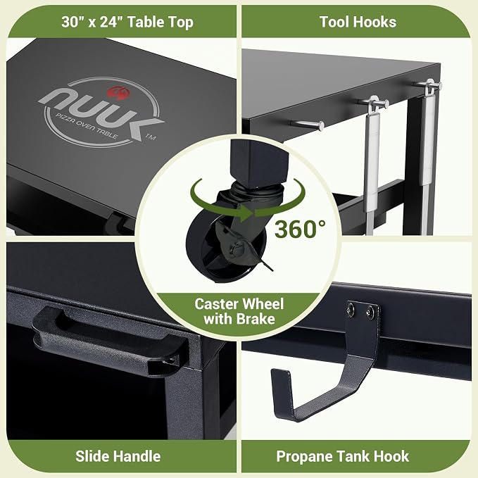NUUK Outdoor Grill Prep Table 24"x30" Metal Grill Cart Outside 3-Layer Pizza - Image 6