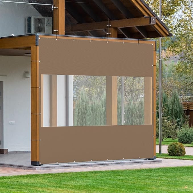 Domi Heavy Duty Outdoor Clear Panel Curtain, 18 oz Waterproof PVC Polyester - Image 2