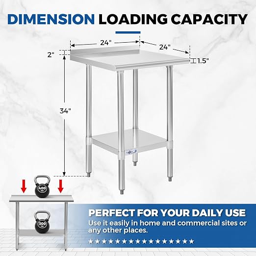 Profeeshaw Stainless Steel Prep Table NSF Commercial Work Table - Image 2