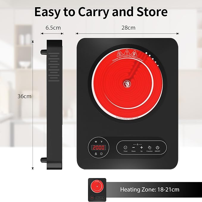 VBGK Single Burner Electric Cooktop, 110V 1800W Electric Stove Top - Image 3