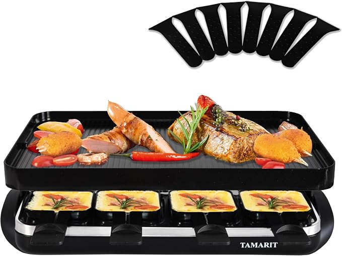 TAMARIT Classic 8 Person Raclette Grill 1500W Electric Tabletop Griddle - Image 8