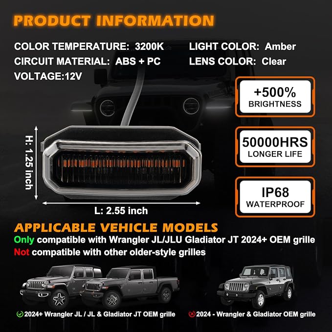 Maiker Amber LED Grille Lights Compatible - Image 5