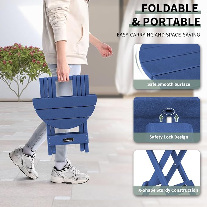 FUNBERRY Outdoor Folding Adirondack Side Table, No Assembly Portable Patio End - Image 5