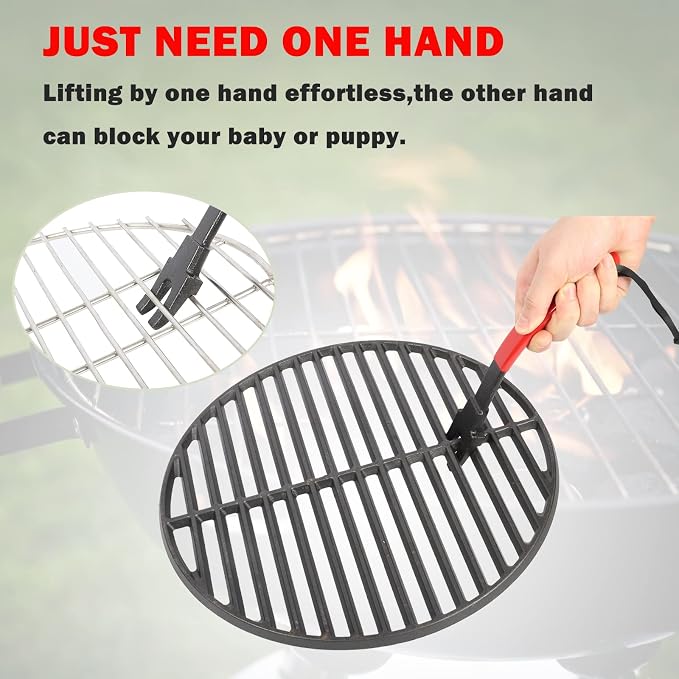 KAMaster Cast Iron Grill Grate Lifter, Grid Lifter Gripper Work - Image 4