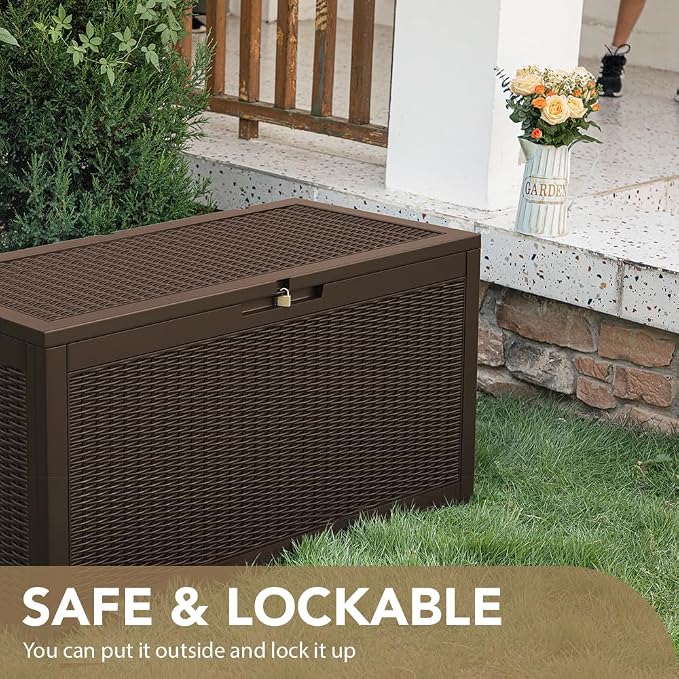 Devoko 95 Gallon Deck Box Large Resin Outdoor Storage Box, Waterproof and UV - Image 5