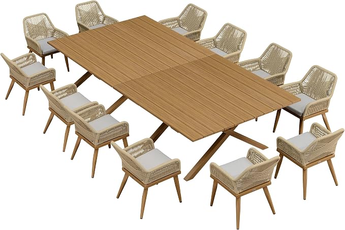 PURPLE LEAF Outdoor Dining Set All-Weather PE Rattan Outdoor Patio Furniture Set by PURPLELEAF