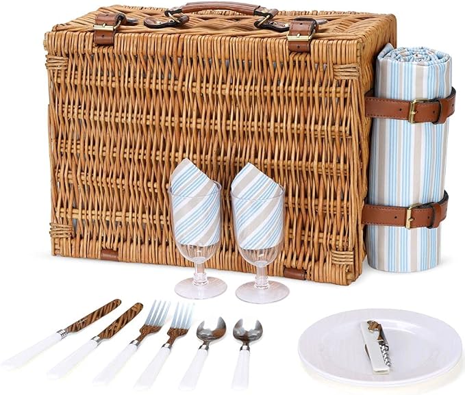 Picnic Basket Set for 2 Persons, Willow Hamper - Image 8