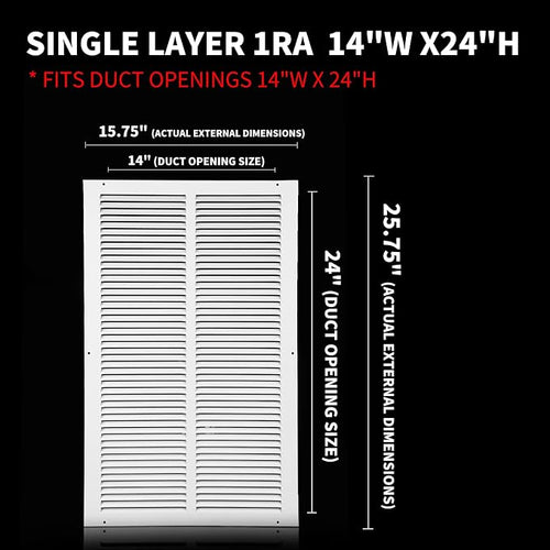 14x24 Return Air Grille, Air Return Vent Cover, Flat Vent Cover, Rejillas De - Image 2