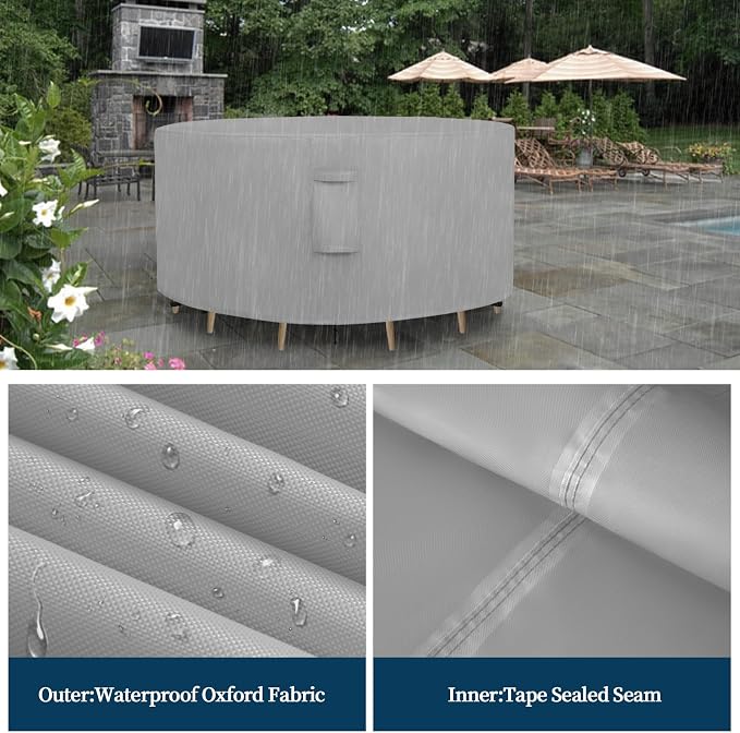 Easy-Going Round Patio Furniture Cover Waterproof Outdoor Dining Table and - Image 4