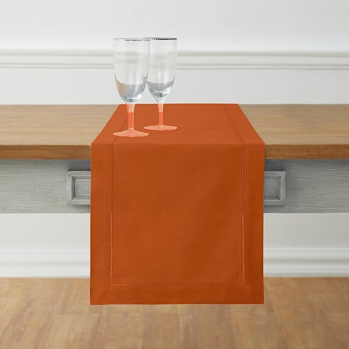 Solino Home Cinnamon Hemstitch Table Runner 36 Inches by SolinoHome