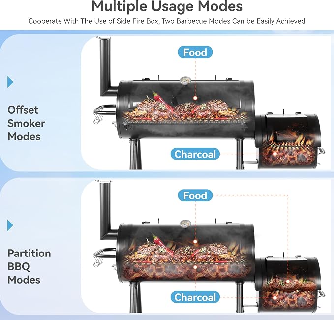 GREEN PARTY Offset Smoker Charcoal Grills - Image 4