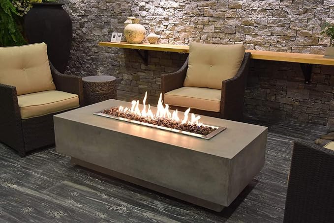 Elementi | Granville Gas Fire Pit Cast Concrete 60" Rectangular Fire Table - Image 8