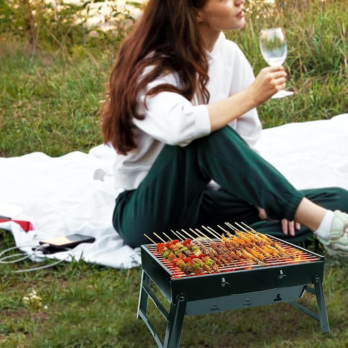 Portable Charcoal Grill for Camping Tailgating Beach Boating Foldable Small - Image 5