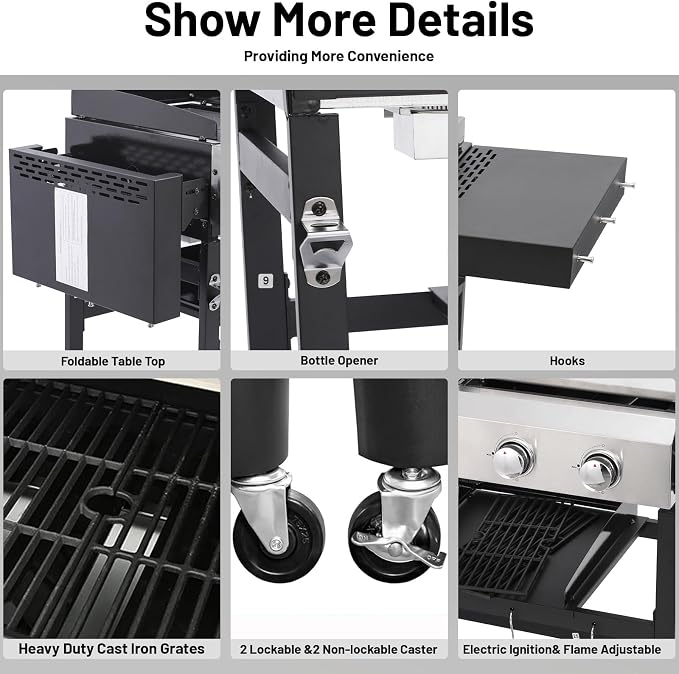2 in 1 Propane Griddle Grill Combo 38200 BTU, 4-Burner Propane Gas BBQ Grill - Image 7