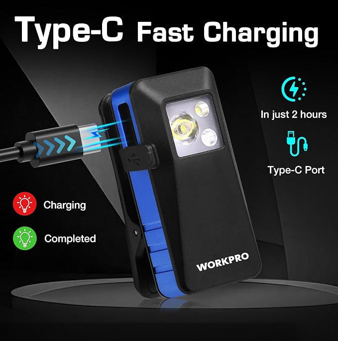 WORKPRO EDC Flashlight Clip-on Light, 500 Lumens Rechargeable Flashlight - Image 7