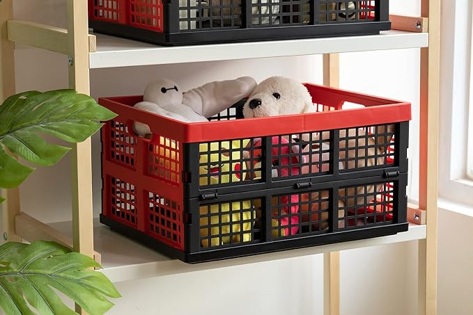 34L Large Plastic Folding Storage Crates, Collapsible Crates - Image 8