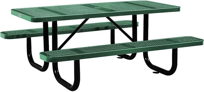 Global Industrial 72" Rectangular Picnic Table, Perforated Metal, Thermoplastic by GlobalIndustrial