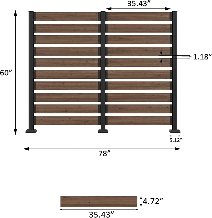 MUPATER 5FT×6.5FT No-Dig Wood Privacy Screen, Versatile Outdoor Screen - Image 2