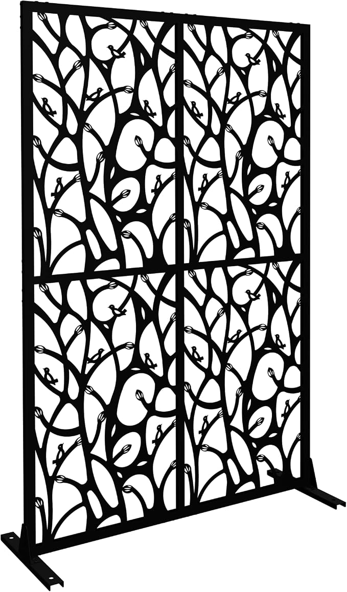 Metal Privacy Screen Room Divider 72" H x 45.3" W, Free Standing Decorative - Image 7