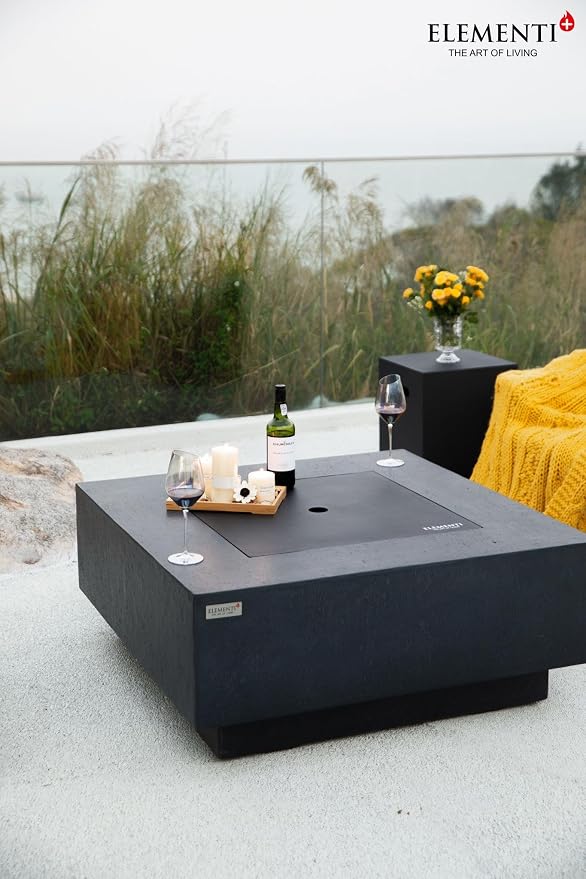 Elementi+ | Bergen Gas Fire Pit Cast Concrete 40" Square Fire Table, Outdoor - Image 7
