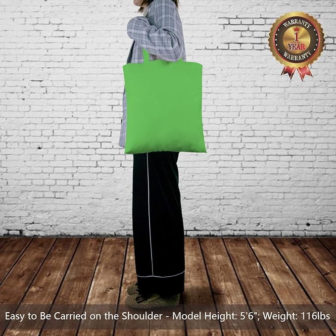 TOPDesign 6-Pack Economical 16"x15" Lime Green Cotton Tote Bag, Lightweight - Image 2
