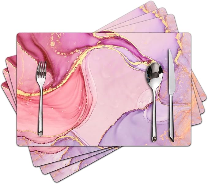 Marble Pink Placemats Set of 4 by Unknown