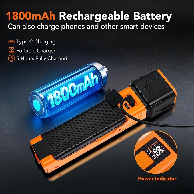 Rechargeable Work Light, 1800mAh COB Portable LED Work Light, Work Flashlight - Image 4
