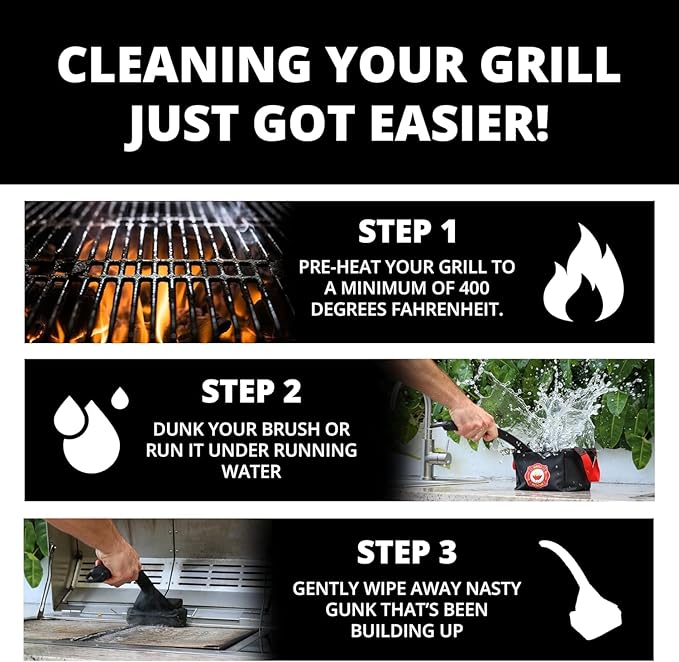 Grill Brush with Replaceable Steam Cleaning Head, Bristle-Free, Polypropylene