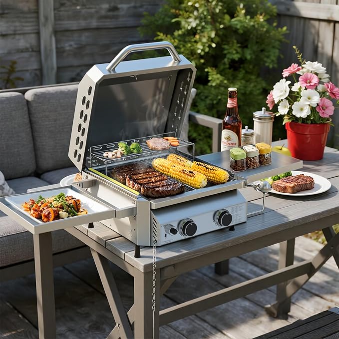 Tabletop Gas Grill, Stainless Steel Portable Propane Grill - Image 8