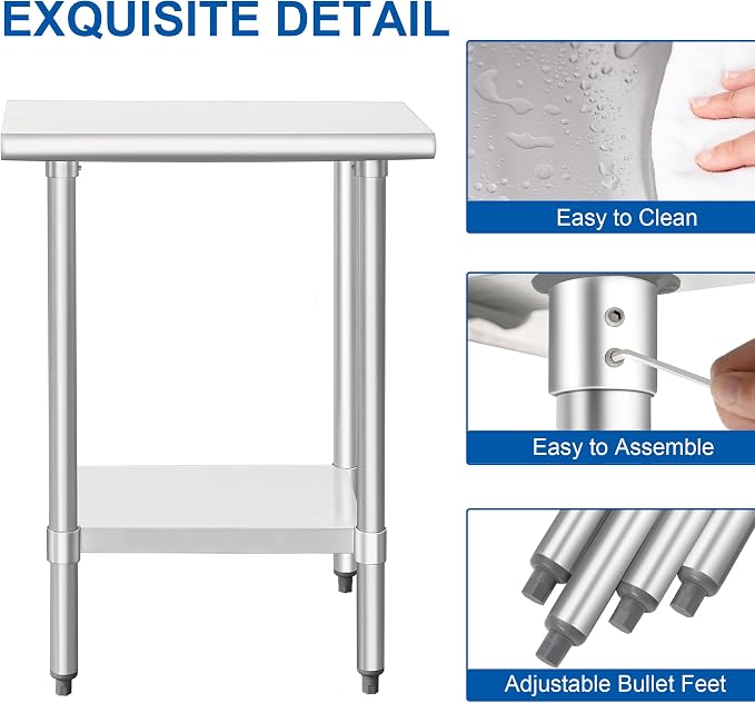 HARDURA Stainless Steel Work Table Commercial 18×30 Inches Kitchen Prep Table - Image 5