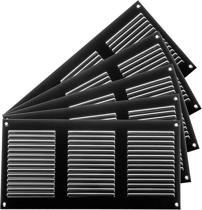 Repa Market 5-Pack 12x6 Inch Air Vent Cover/Black Galvanized Steel Louvered by RepaMarket