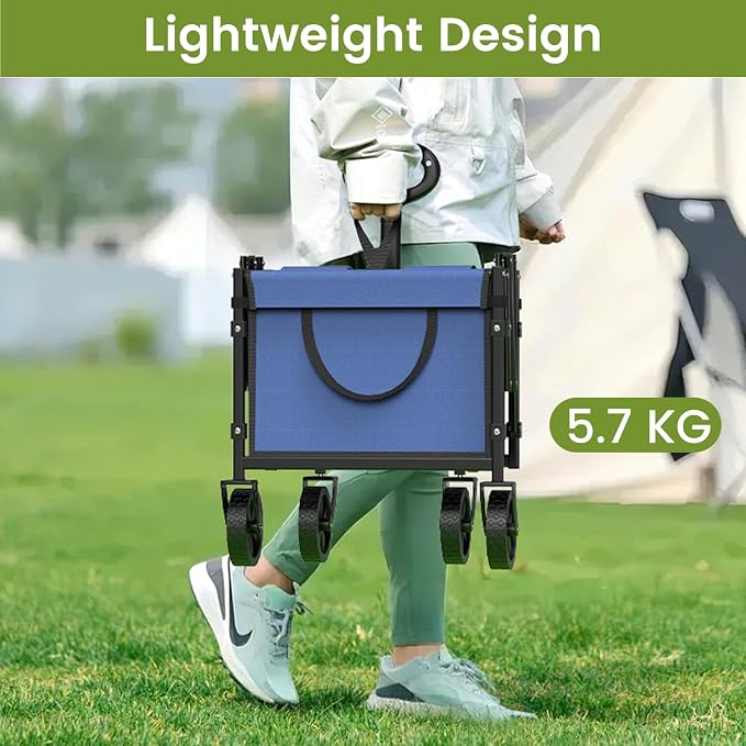 Collapsible Wagon with Wheels, 220 lbs Wagons Carts Foldable Wagon Cart with - Image 3